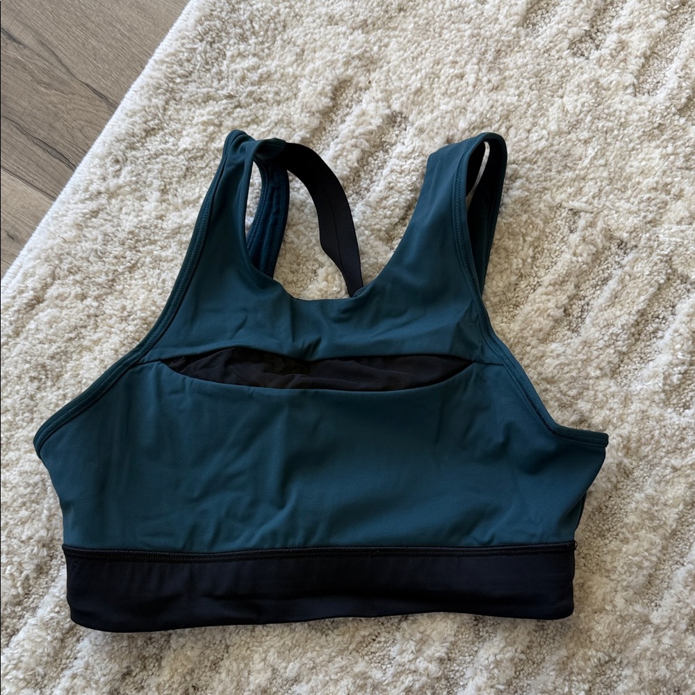 lululemon athletica Teal and Black Strappy Support Sports Bra - Picture 2 of 3